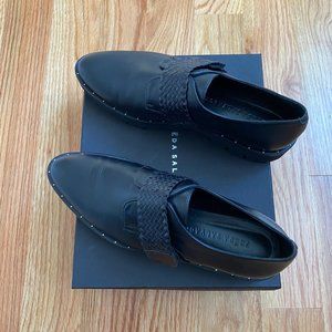 FREDA SALVADOR Zaya Lug Loafer Size 8 Black Leather